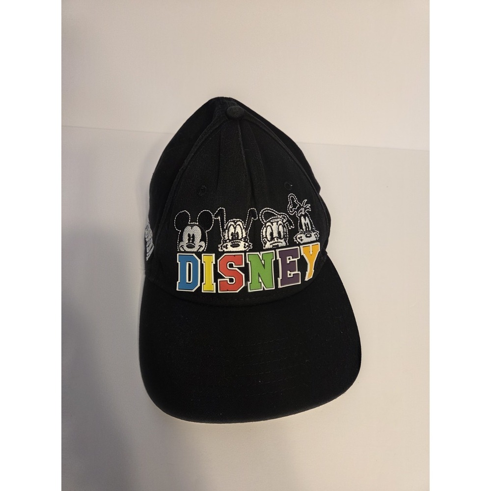 Disney Cap Mickey Mouse & Friends Black Adjustable Colorful Hat Florida Baseball